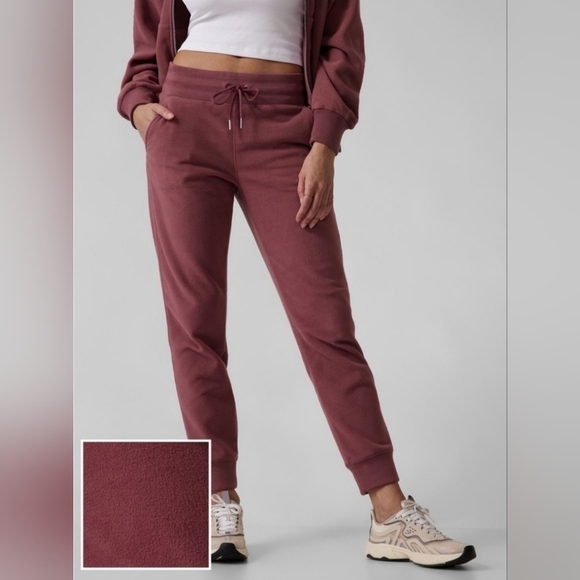 VGUC Athleta Balance Microfleece Jogger Pants Mauve Pink Small - Picture 1 of 14